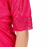 Peignoir Solid Satin Nightwear Set (1 Robe, 1 Bra, 1 Panty) for Women-thumb4