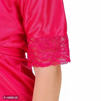 Peignoir Solid Satin Nightwear Set (1 Robe, 1 Bra, 1 Panty) for Women-thumb5