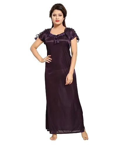 Classic Satin Solid Nighty for Women