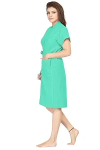 Peignoir Sea Green Solid Cotton Women Bath Robe-thumb2