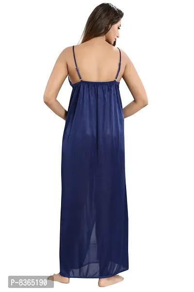 Lovira Navy Blue Solid Nighty Sets/Nighty with Robe for Women (Free Size)-thumb4