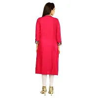 Be You Cotton Red Embroidered Straight Kurta/Kurti-thumb2