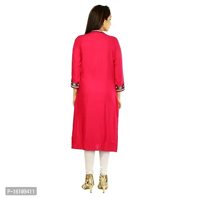 Be You Cotton Red Embroidered Straight Kurta/Kurti-thumb3