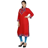 Be You Rayon Maroon Embroidered Stitched Straight Kurti/Kurta-thumb2