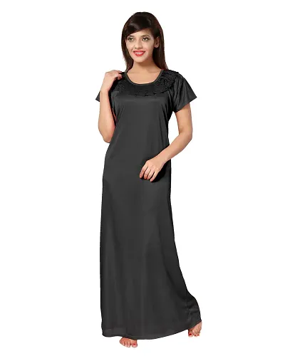 Be You Satin Plain Women Nightgown/Nighty/Nightwear