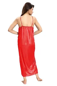 Be You Satin Women's Nighty with Robe Red-thumb3