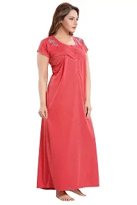 Be You Women's Cotton Striped Maxi Maternity/Nursing/Feeding Nighty (BUF-GOWN-1489_Red_Free Size)-thumb3