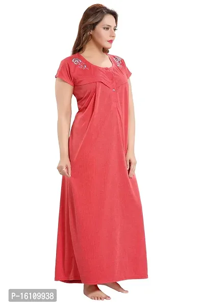 Be You Women's Cotton Striped Maxi Maternity/Nursing/Feeding Nighty (BUF-GOWN-1489_Red_Free Size)-thumb4