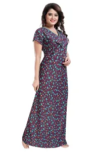 Be You Women's Satin Floral Maxi Maternity Nighty (BUF-GOWN-1762_Purple)-thumb3