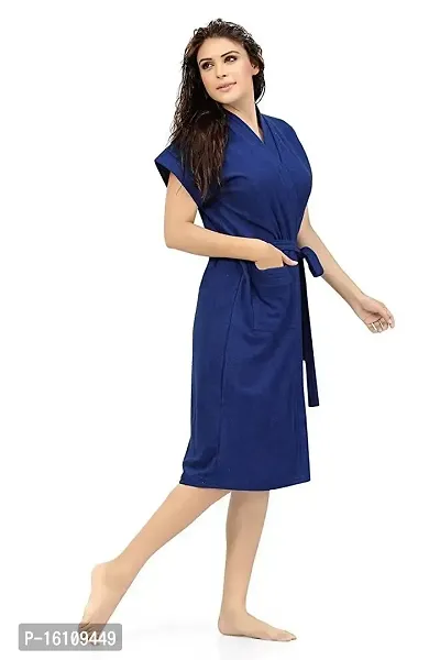 Be You Fashion Dark Blue Cotton Bathrobe-thumb3