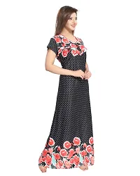 Lovira Women's Satin Floral Maxi Night Gown (LVR-GOWN-953_Black_Free Size)-thumb3