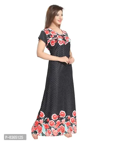 Lovira Women's Satin Floral Maxi Night Gown (LVR-GOWN-953_Black_Free Size)-thumb4