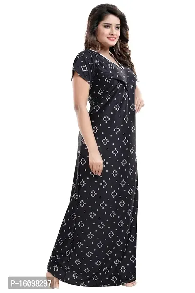 Be You Women's Satin Floral Maxi Maternity Nighty (BUF-GOWN-1777_Jet Black)-thumb5