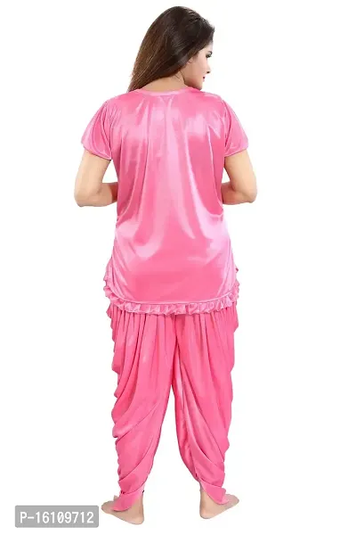 Be You Solid Top  Patiyala Pyjama Night Suit for Women (Pink, Free Size)-thumb2