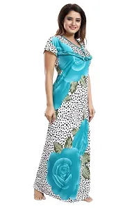 Be You Women's Satin Floral Maxi Maternity/Nursing/Feeding Nighty (BUF-GOWN-1581_Turquoise-Floral_Free Size)-thumb3