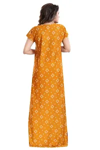 Be You Women's Satin Floral Maxi Maternity Nighty (BUF-GOWN-1775_Mustard Yellow)-thumb1