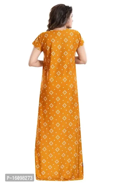 Be You Women's Satin Floral Maxi Maternity Nighty (BUF-GOWN-1775_Mustard Yellow)-thumb2