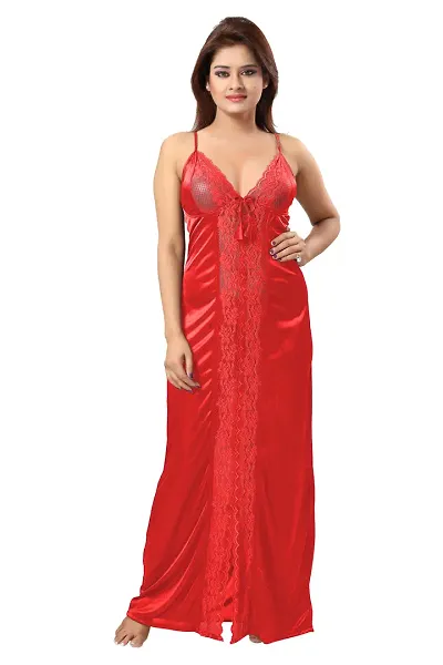 Women Night Dress Satin Maxi Nighty Night Dress Without Inner