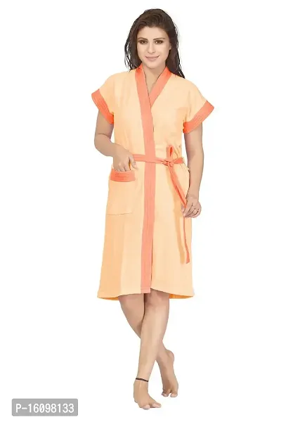 Peignoir Light Peach Two-Tone Cotton Women Bath Robe