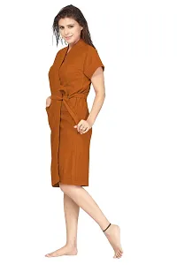 Be You Cotton Solid Women Bath Robe Tan Brown-thumb2