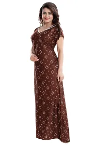 Be You Women's Satin Floral Maxi Maternity Nighty (BUF-GOWN-1774_Brown)-thumb4