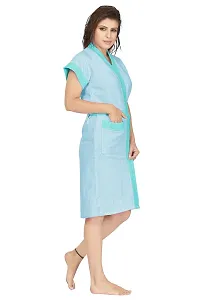 Peignoir Sky Blue Two-Tone Cotton Women Bath Robe-thumb1