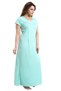 Be You Striped Cotton Maternity Gown/Feeding Gown for Women, Light Green - L-thumb3