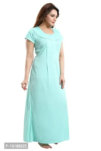 Be You Striped Cotton Maternity Gown/Feeding Gown for Women, Light Green - L-thumb4