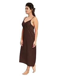 Be You Brown Solid Women Satin Nighty with Robe (Free Size)-thumb1