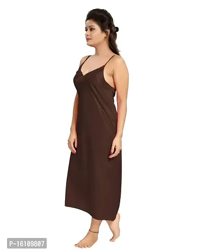 Be You Brown Solid Women Satin Nighty with Robe (Free Size)-thumb2