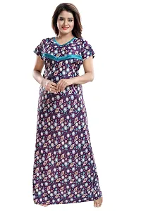 Be You Women's Satin Floral Maxi Maternity Nighty (BUF-GOWN-1635_Purple)-thumb4