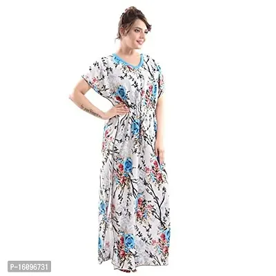 Be You Kaftan Women Sarina Satin Nighty/Night Gowns (Blue, Free Size)-thumb4