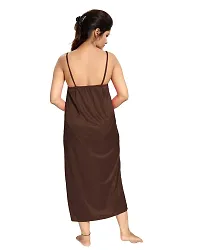 Be You Brown Solid Women Satin Nighty with Robe (Free Size)-thumb2