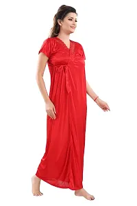 Be You Solid Women Satin Nighty with Robe (Red, Free Size)-thumb2