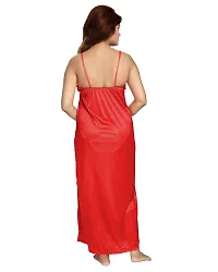 Be You Women's Satin Nighty with Robe Set (Red,Free Size)-thumb3