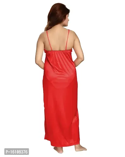 Be You Women's Satin Nighty with Robe Set (Red,Free Size)-thumb4