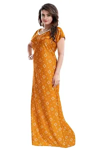 Be You Women's Satin Floral Maxi Maternity Nighty (BUF-GOWN-1775_Mustard Yellow)-thumb3