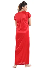 Be You Solid Women Satin Nighty with Robe (Red, Free Size)-thumb1