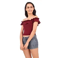 Be You Cotton Women Ruffled Off Shoulder Crop Top-thumb3