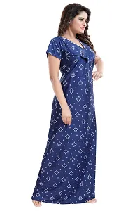 Be You Women's Satin Floral Maxi Maternity Nighty (BUF-GOWN-1778_Dark Blue)-thumb4
