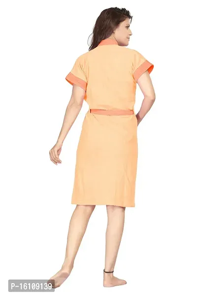 Be You Multicolor Two-Tone Cotton Women Bath Robe Light Peach-thumb4