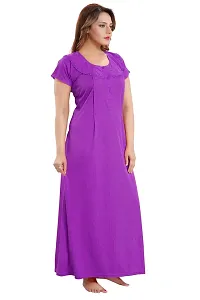 Be You Striped Cotton Maternity Gown/Feeding Gown for Women, Purple - L-thumb3