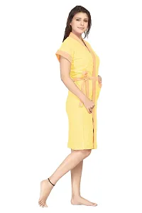 Be You Multicolor Two-Tone Cotton Women Bath Robe Yellow-thumb2