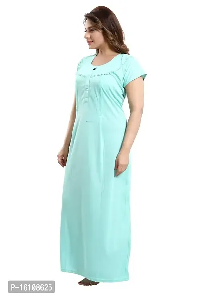 Be You Striped Cotton Maternity Gown/Feeding Gown for Women, Light Green - L-thumb5