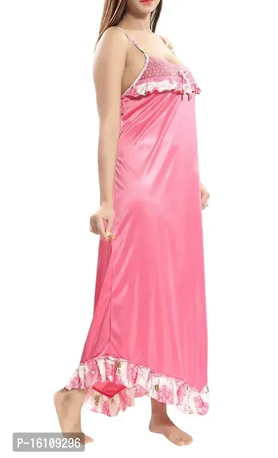 Be You Pink Solid Women Nighty/Night Dress-thumb4