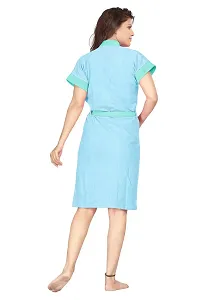 Be You Multicolor Two-Tone Cotton Women Bath Robe Sky Blue-thumb3