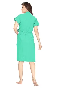 Peignoir Sea Green Solid Cotton Women Bath Robe-thumb3