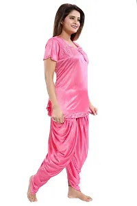 Be You Solid Top  Patiyala Pyjama Night Suit for Women (Pink, Free Size)-thumb3