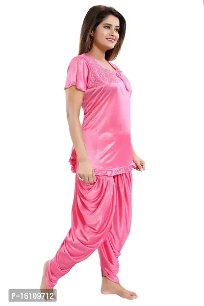 Be You Solid Top  Patiyala Pyjama Night Suit for Women (Pink, Free Size)-thumb4