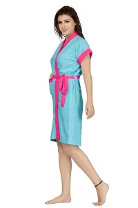 Be You Light Blue-Pink Terry Cotton Two-Tone Women Bath Robe-thumb1